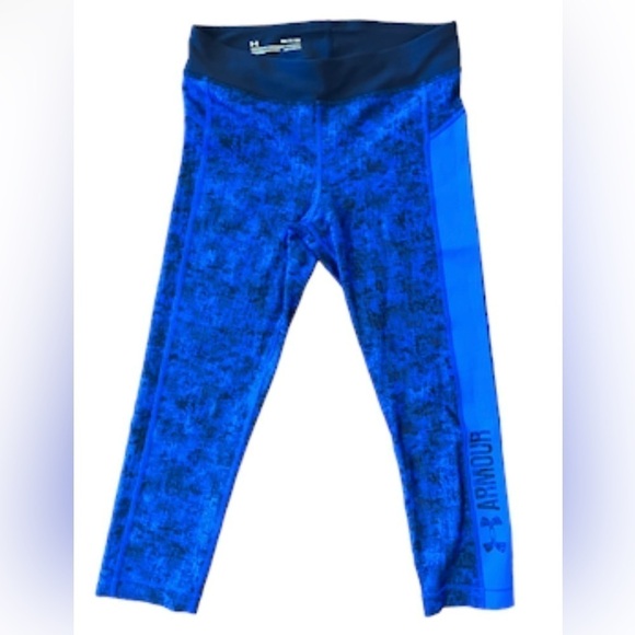 Under Armour Compression Leggings Capri Womens Small Athletic‎ Spandex Blue Navy - Picture 1 of 7